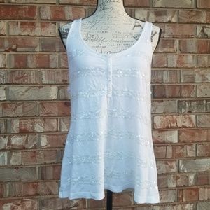 Old Navy Sequin Striped White Tank Top